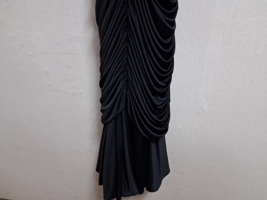 일본빈티시수입 Simonne 검정 져지 드레이프 셔링 롱원피스 행사복66 상품이미지7