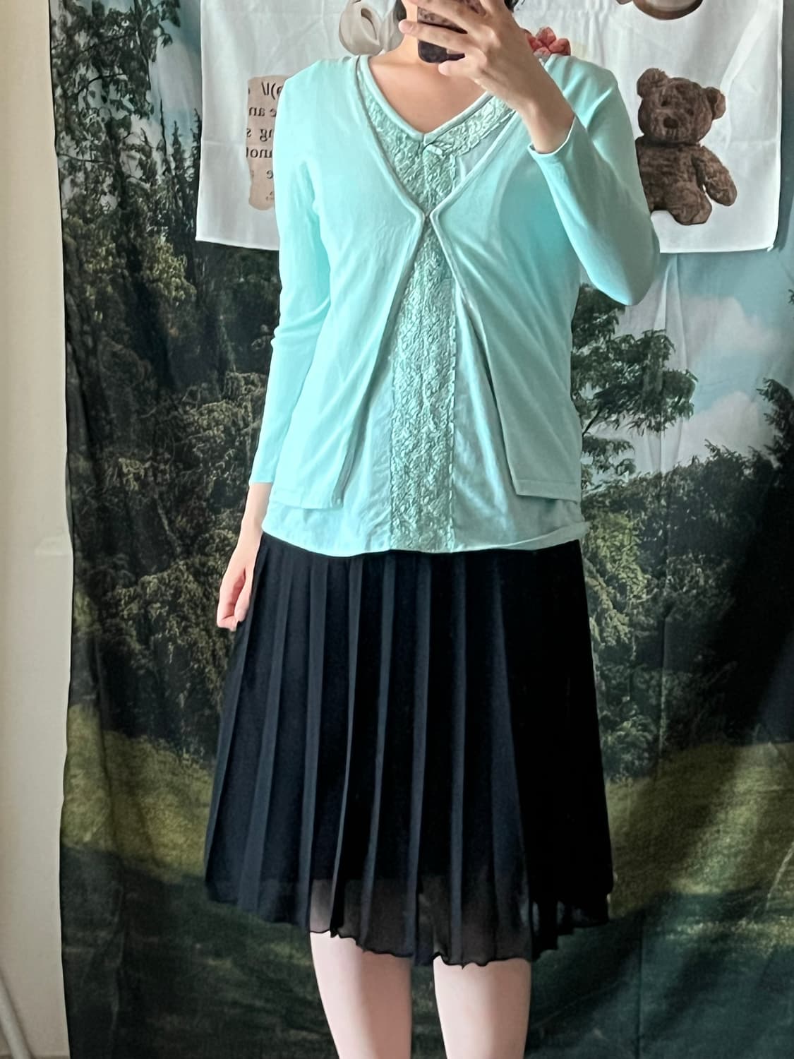 Lace sleeveless + cubic detail cardigan, 상품이미지1