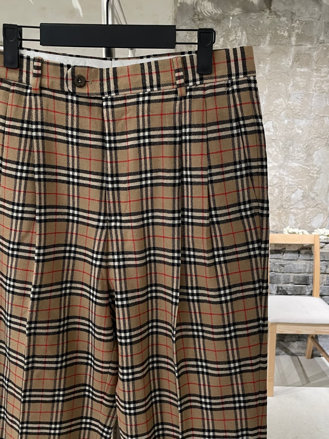 버버리 골프 베이지 폴드 햄 노바체크 울 트라우저 상품이미지3