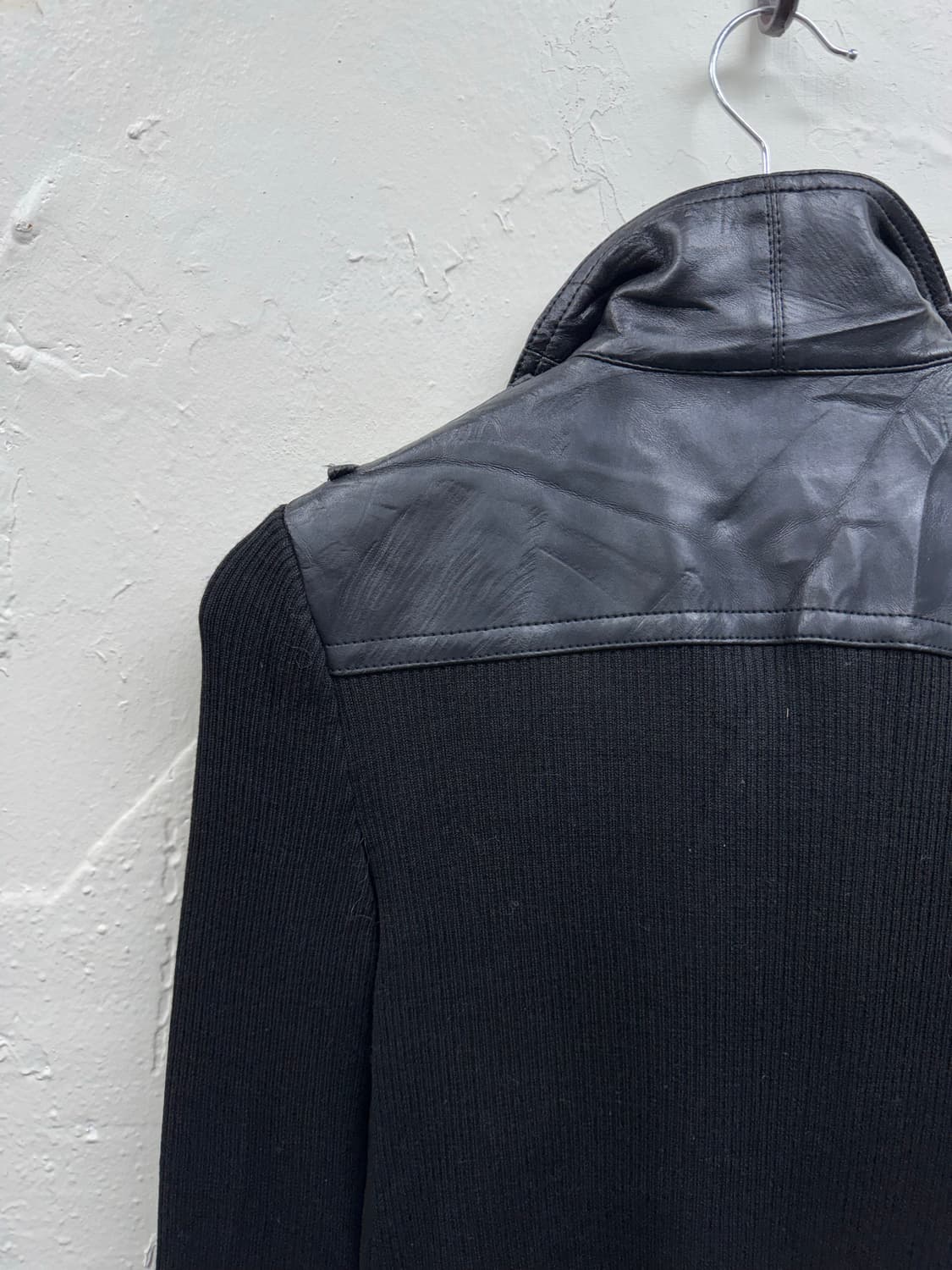 Fragile 00s leather trimming knit zip up 상품이미지9