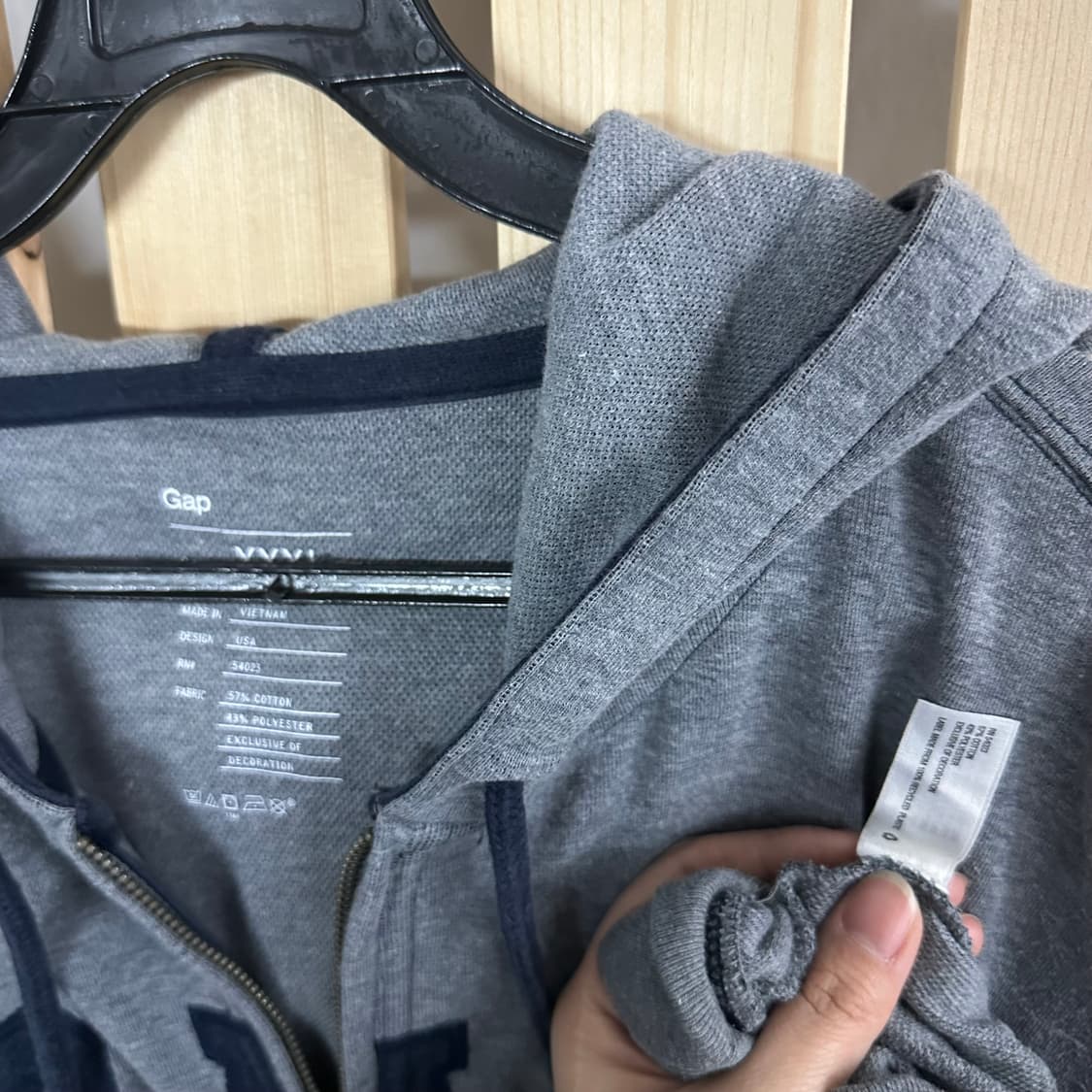 (2XL) GAP 갭 차콜 반집업 후드티 상품이미지6