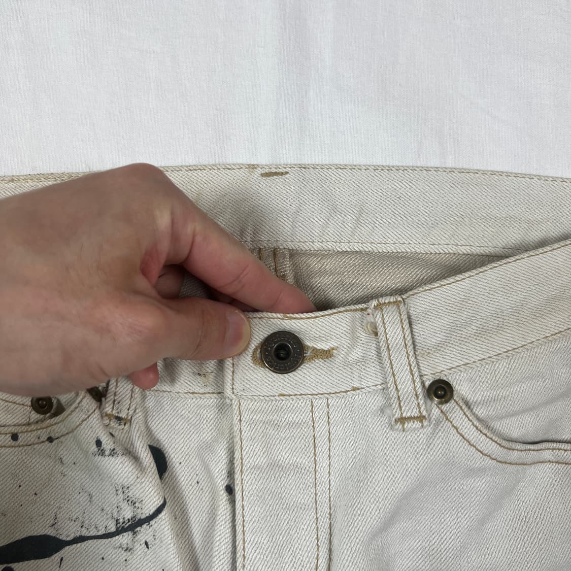 90‘s 히스테릭글래머 페인트 디스트로이드 화이트 팬츠 바지 상품이미지5