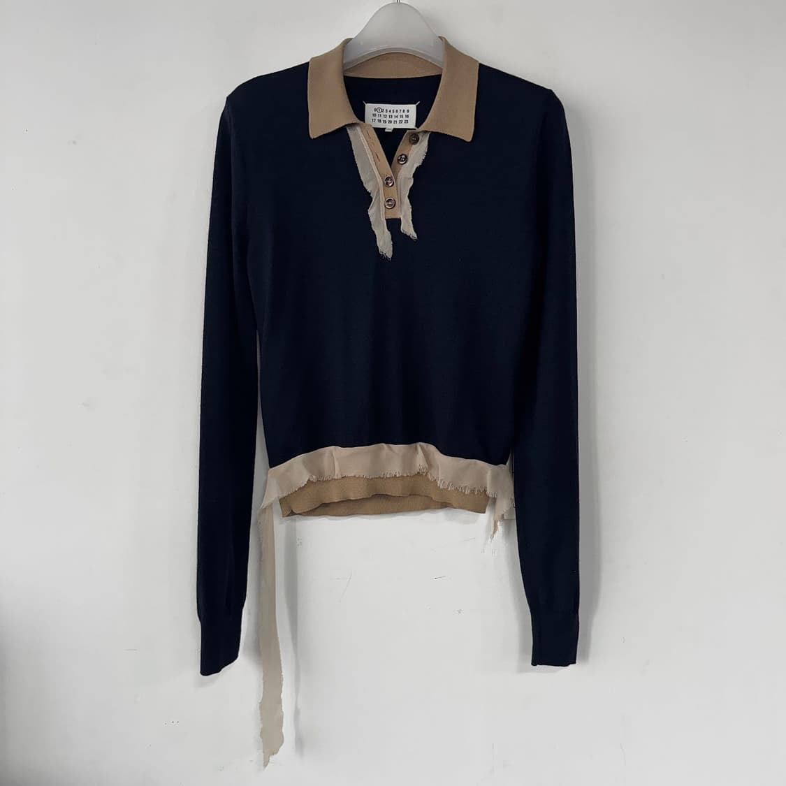 메종 마르지엘라 쉬폰 트리밍 폴로 니트 탑 상품이미지3