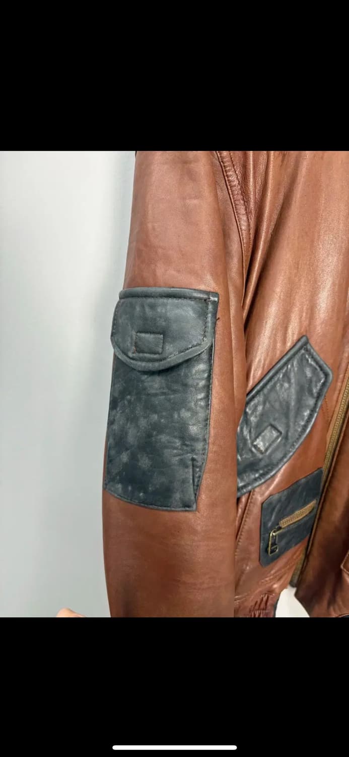 빈티지 배색 패치 양가죽 자켓 H1592 상품이미지4