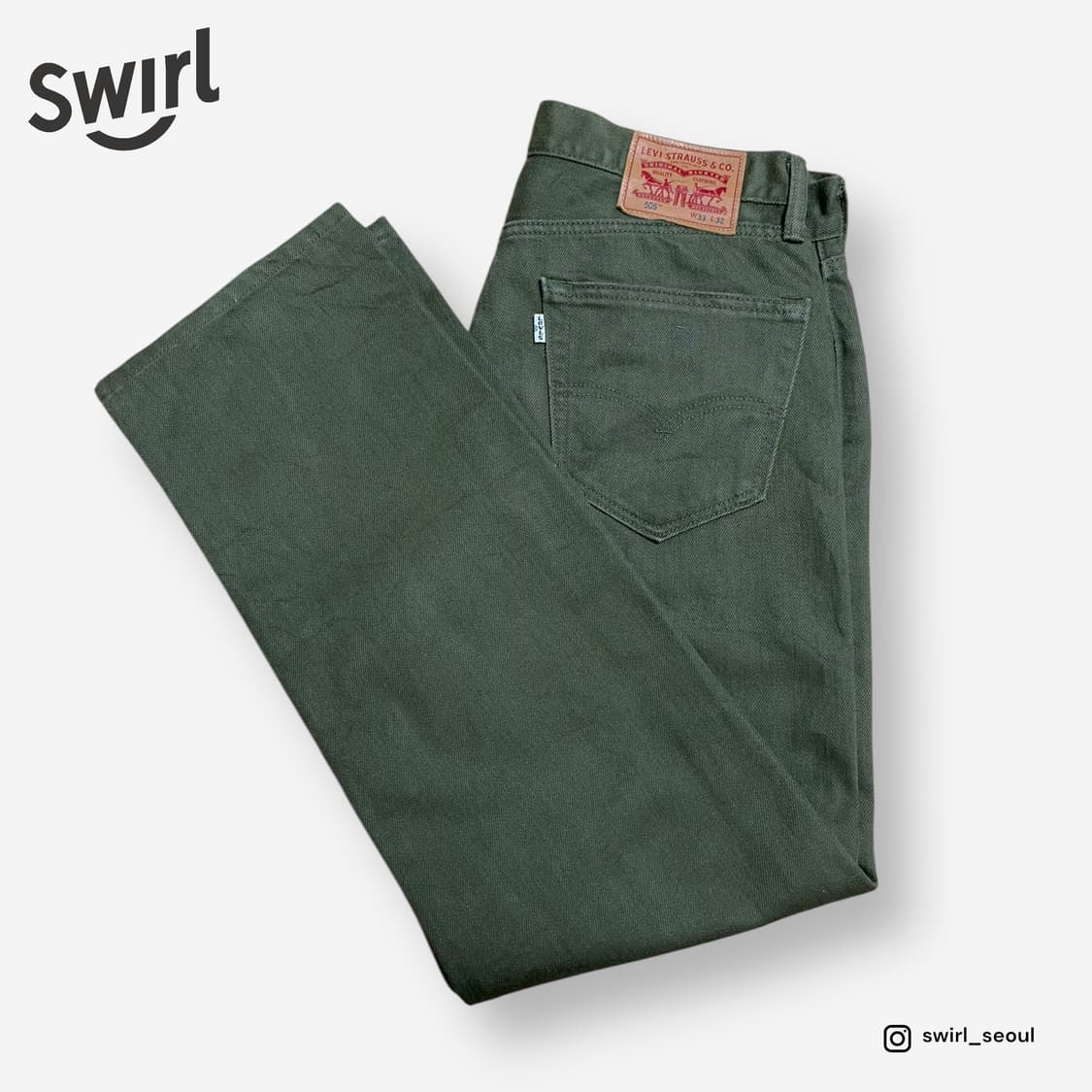 🌊Levis 505 olivegreen denim jeans 상품이미지3
