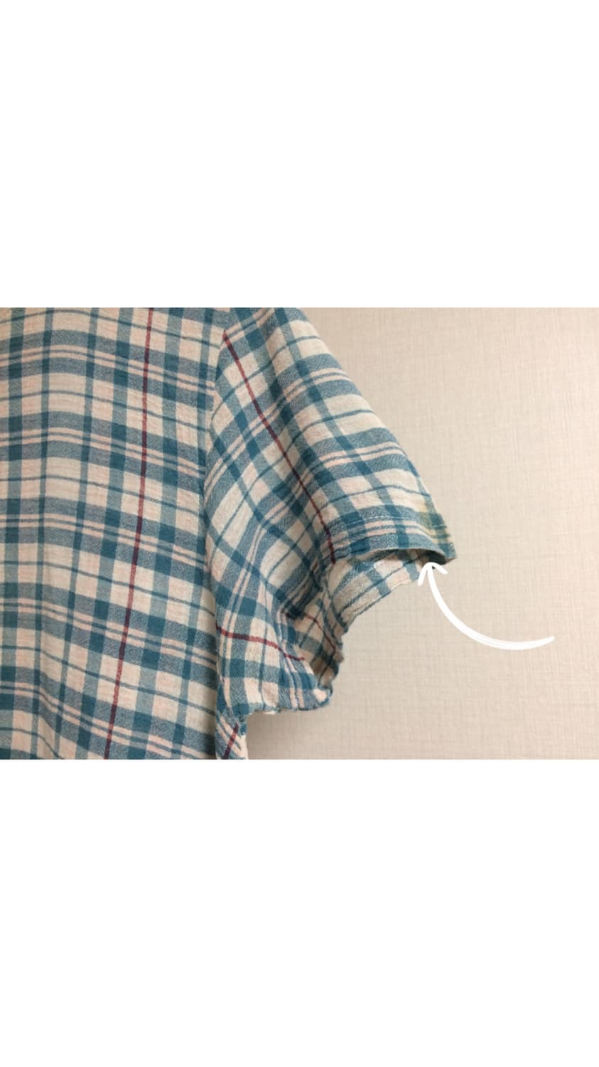 빈티지 블루 핑크 체크 리넨 원피스 상품이미지5