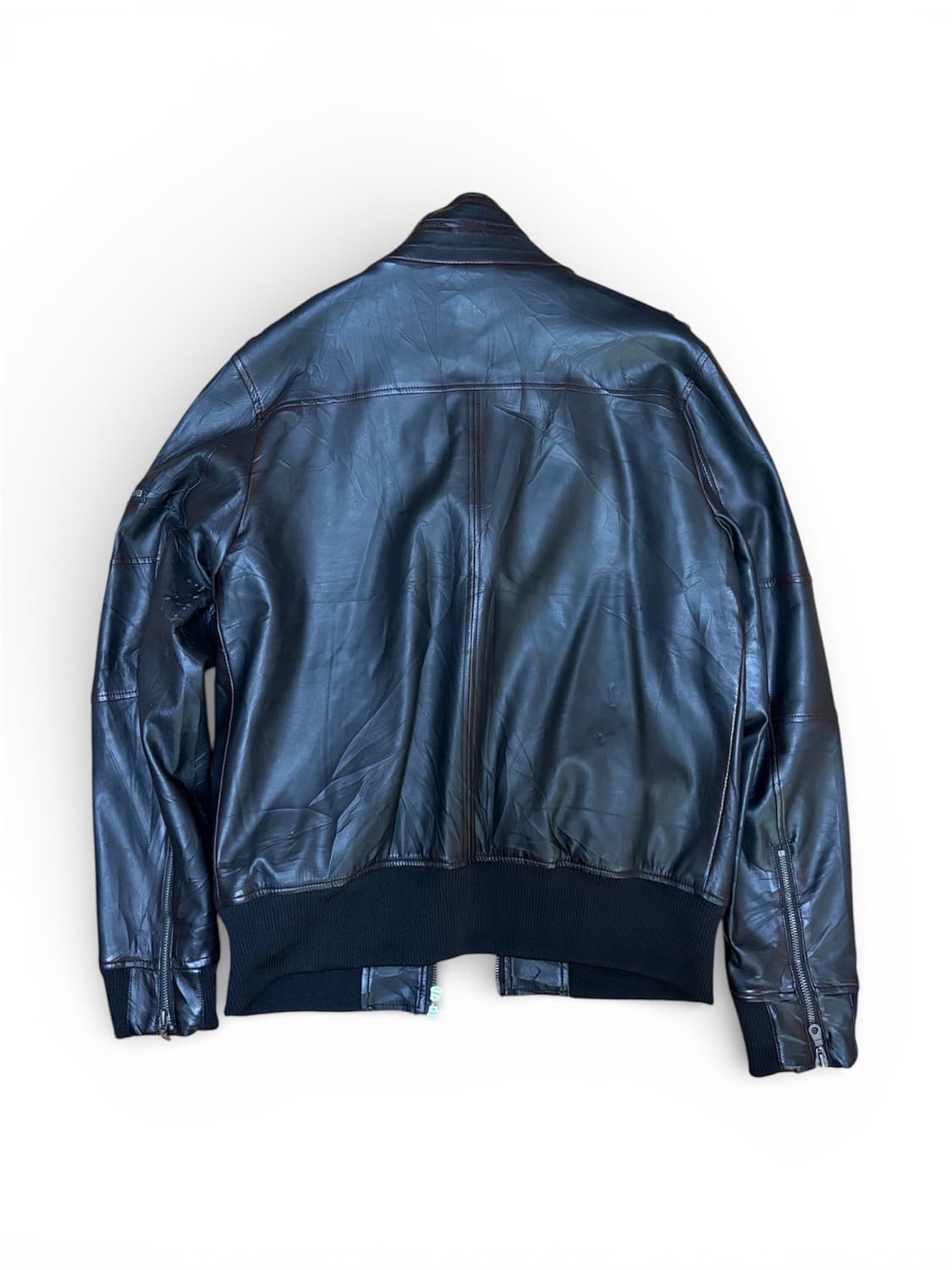 빈티지 레드 디테일 레더자켓 상품이미지2