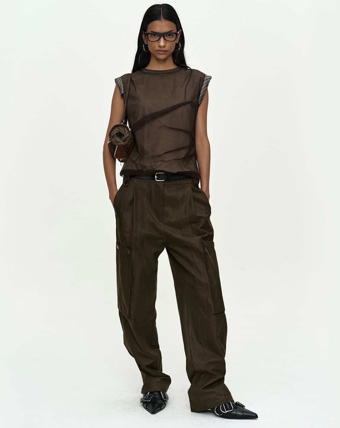앤더슨벨 LAYERED MESH TUCK & DART TOP atb152 상품이미지2