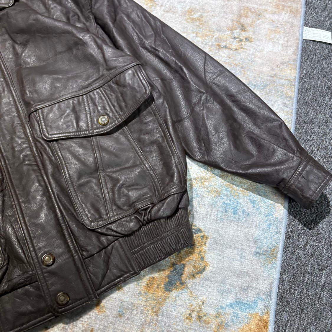 빈티지 소가죽 레더 봄버 자켓 상품이미지3