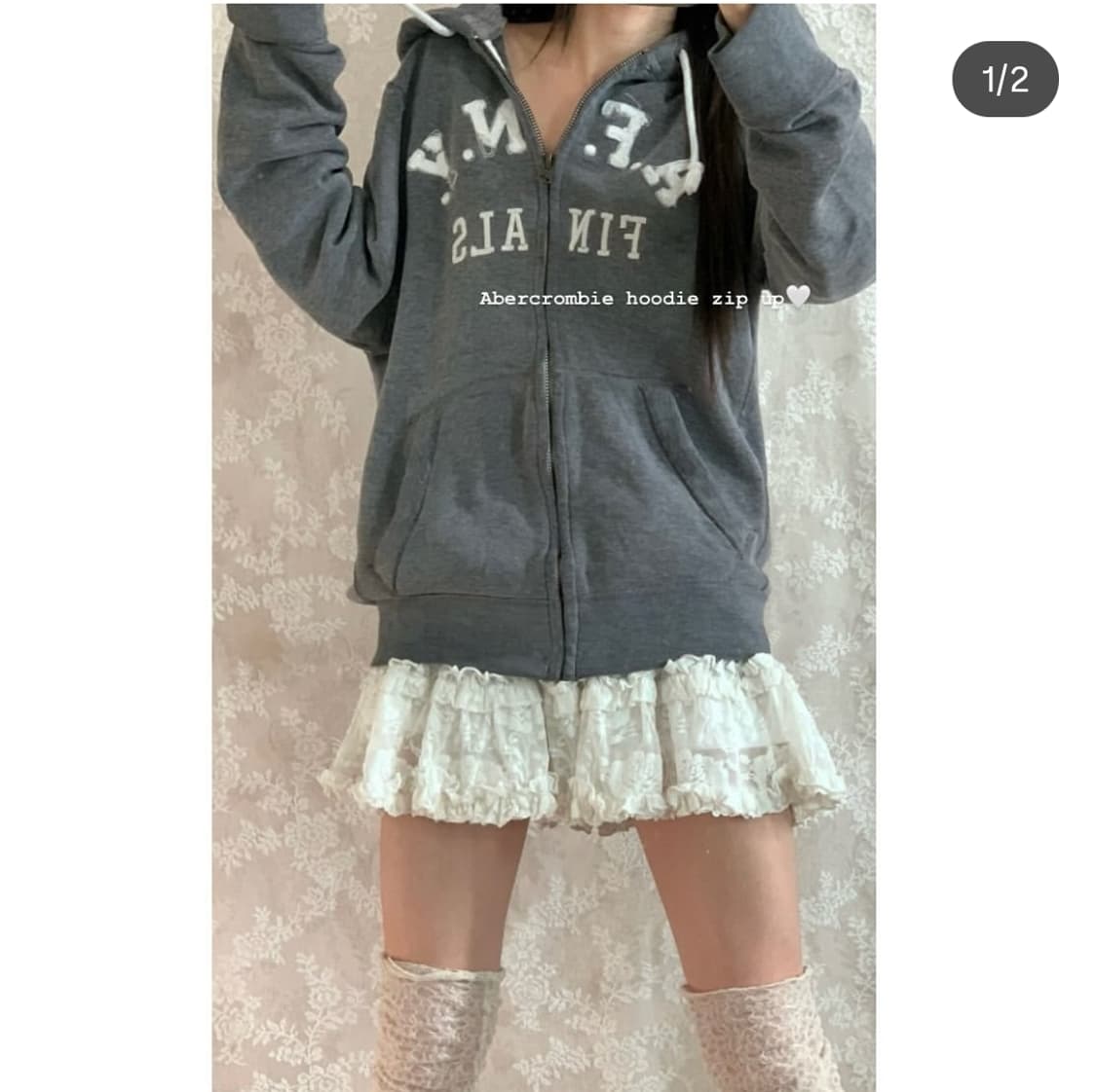 버터플라이빈티지 아베크롬비 후드집업 그레이 상품이미지1