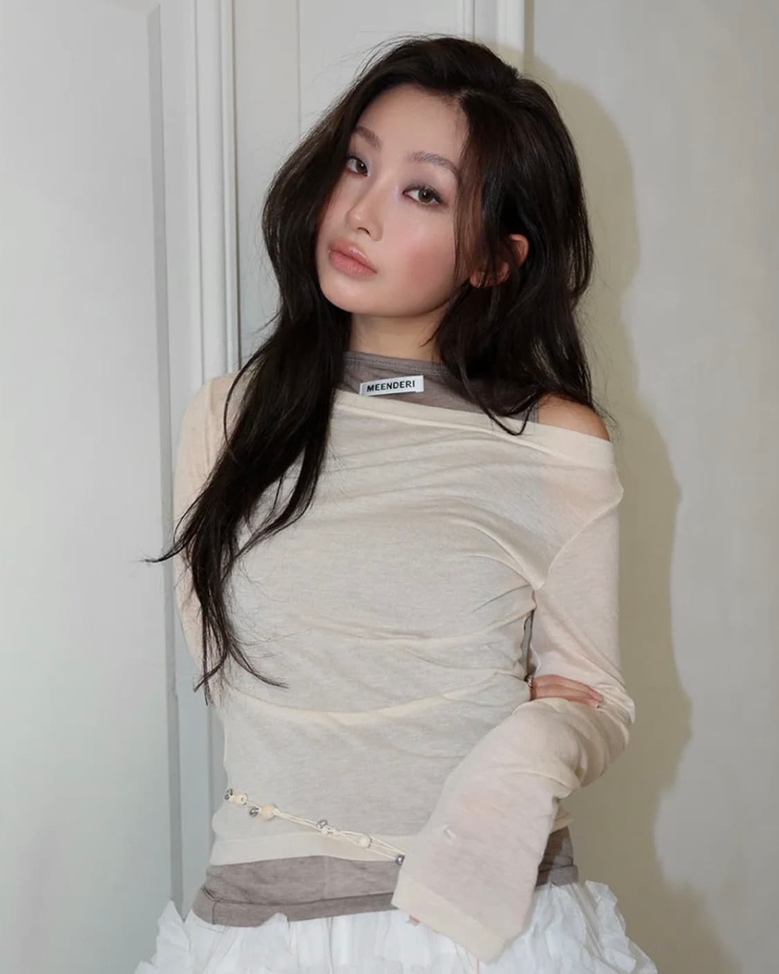 민더리 2WAY SHEER LAYERED TOP - LIGHT BEIGE 상품이미지1