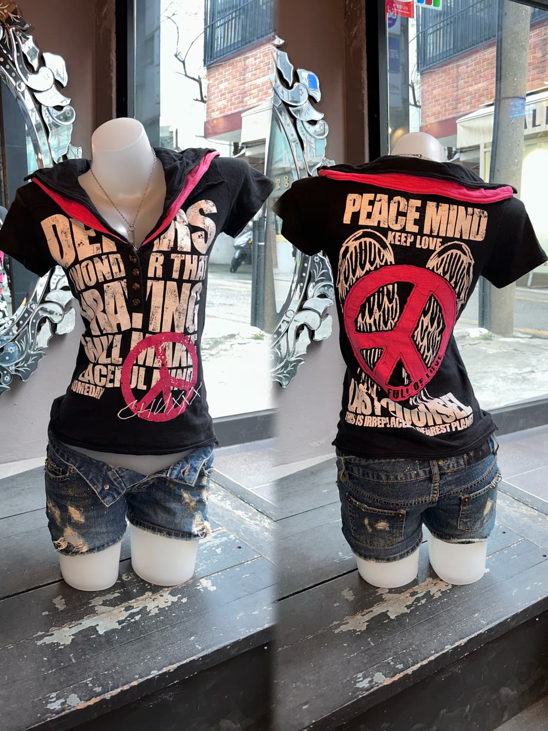 CHU XXX 츄엑스엑스엑스 피스자수 반팔티 펑크갸루y2k키치 상품이미지2