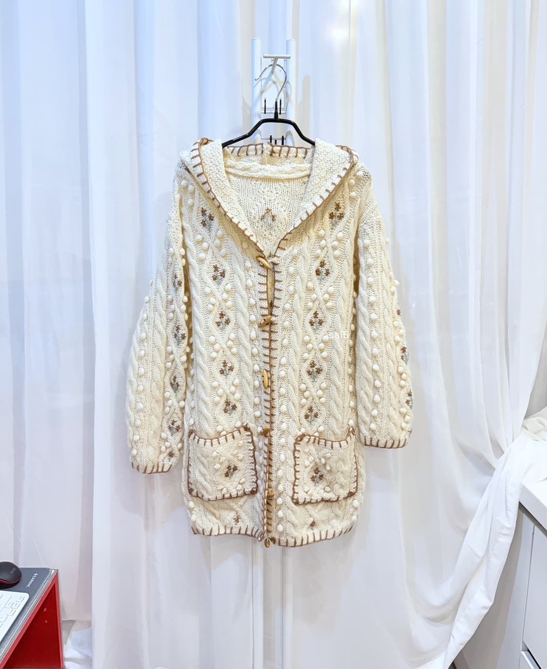 빈티지 폼폼 후드 토글 가디건 상품이미지1