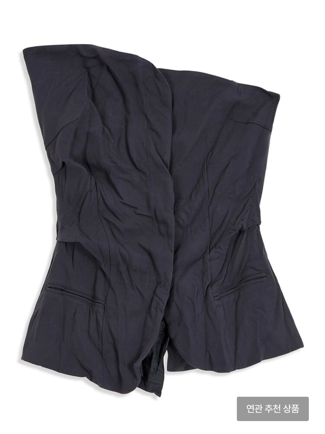오픈와이와이 CRINKLED UNBALANCED BUSTIER, NAVY 상품이미지2