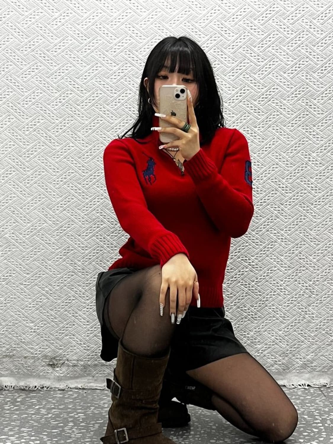 폴로 랄프로렌 빈티지 레트로 하이틴 반집업 니트 M C10876 상품이미지2