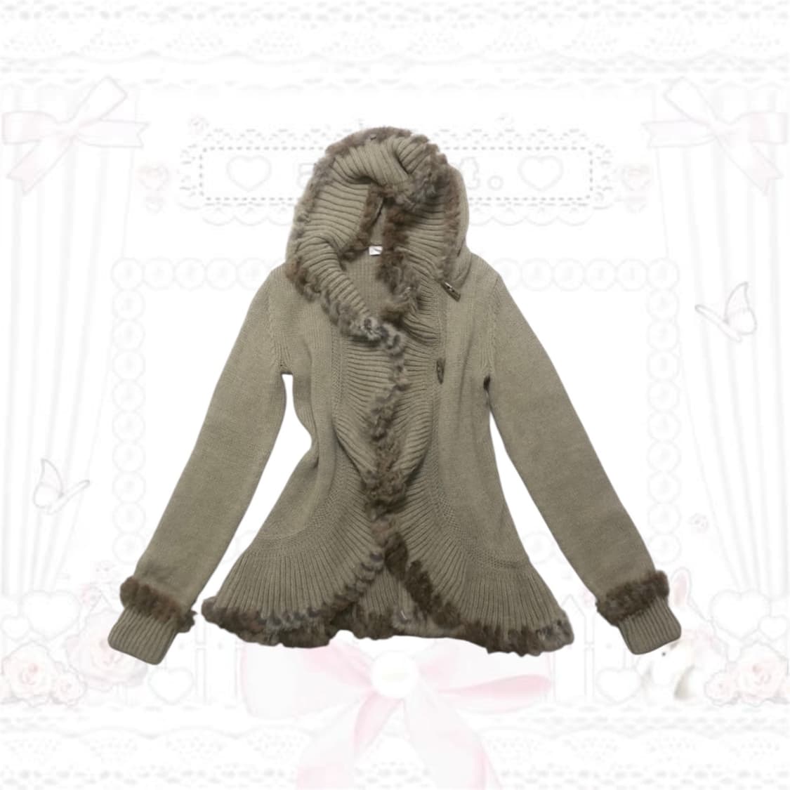 어스뮤직 빈티지 퍼 가디건 상품이미지1