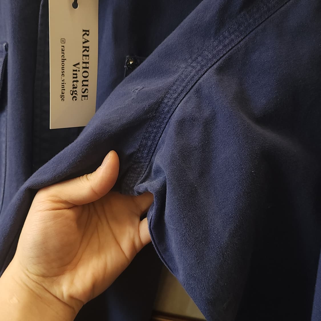 90s 폴로 헤비코튼 투포켓 워크셔츠 삼중 스티치 블루 M 상품이미지7