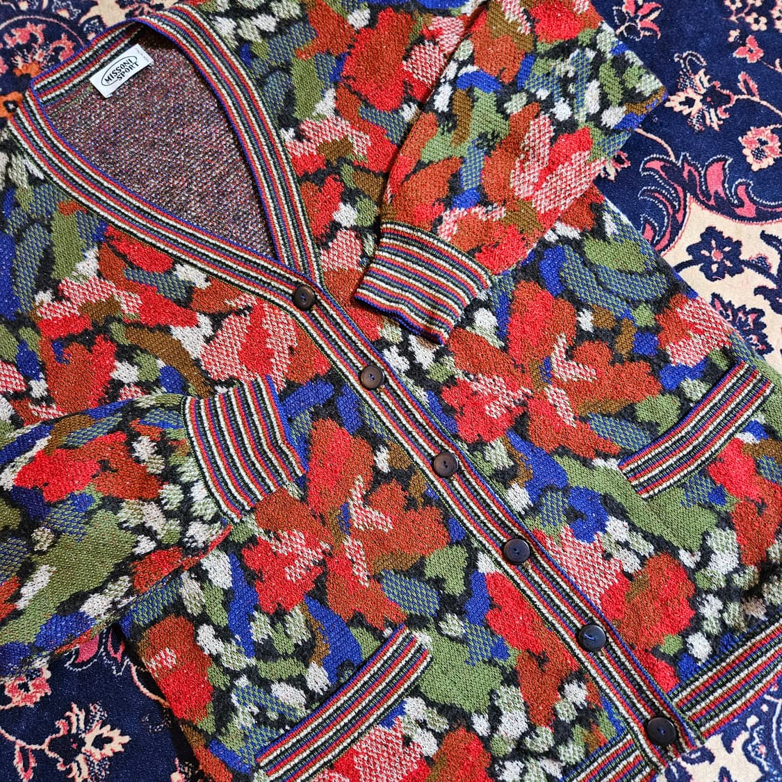 미쏘니(Missoni) 보헤미안 플라워 루즈핏 울 가디건 42size 상품이미지2