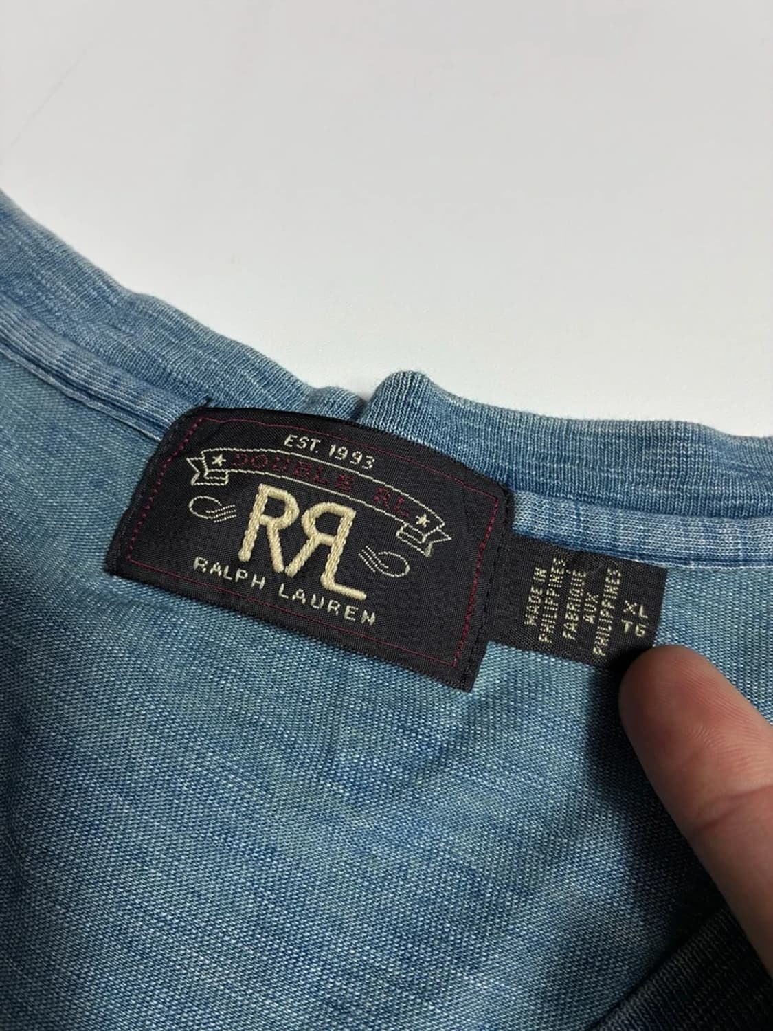 더블알엘 RRL 인디고 워싱 브이넥 반팔 티셔츠 R1566 상품이미지5