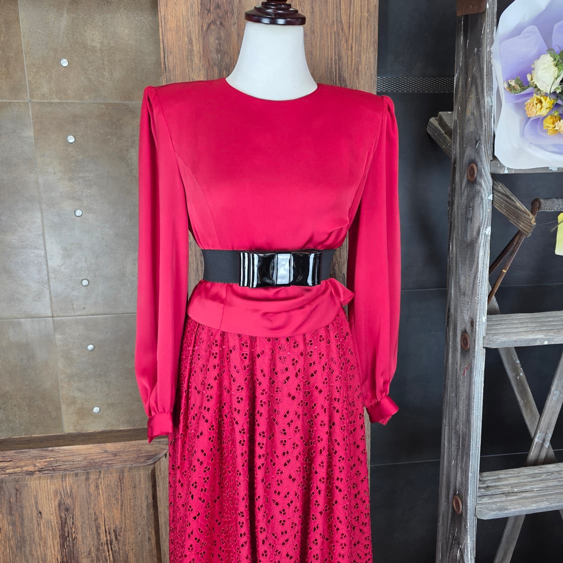 레트로 펀칭자수 롱원피스 상품이미지2