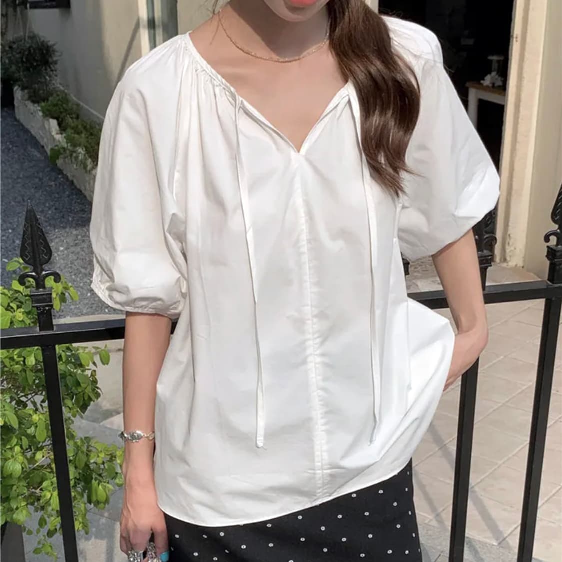 온스(OUNCE) 퍼프소매 블라우스 프리사이즈 상품이미지2