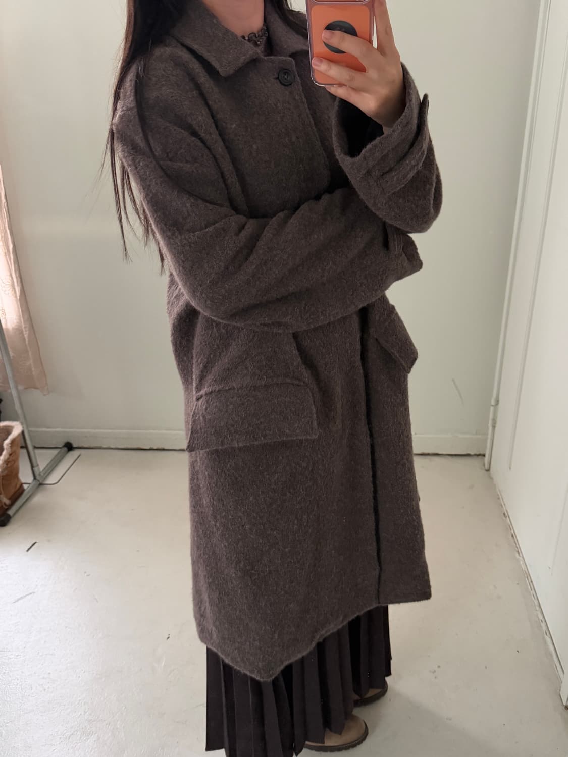 일본빈티지 토프브라운 롱코트 상품이미지2