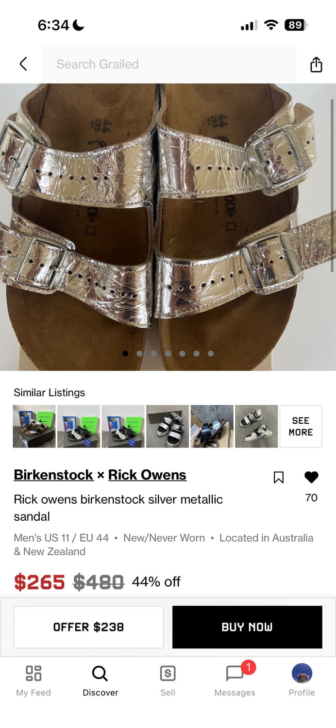 Rick owens x Birkenstock silver sandal 상품이미지8