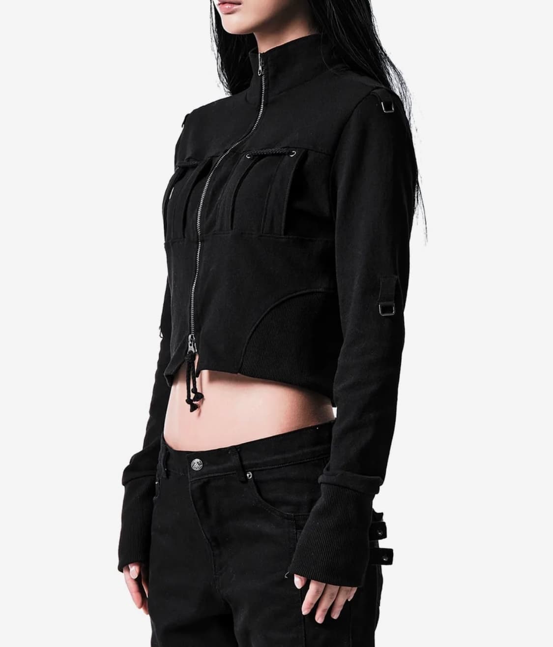 Eyang HIGH NECK STRAP ZIP-UP BLACK  상품이미지2