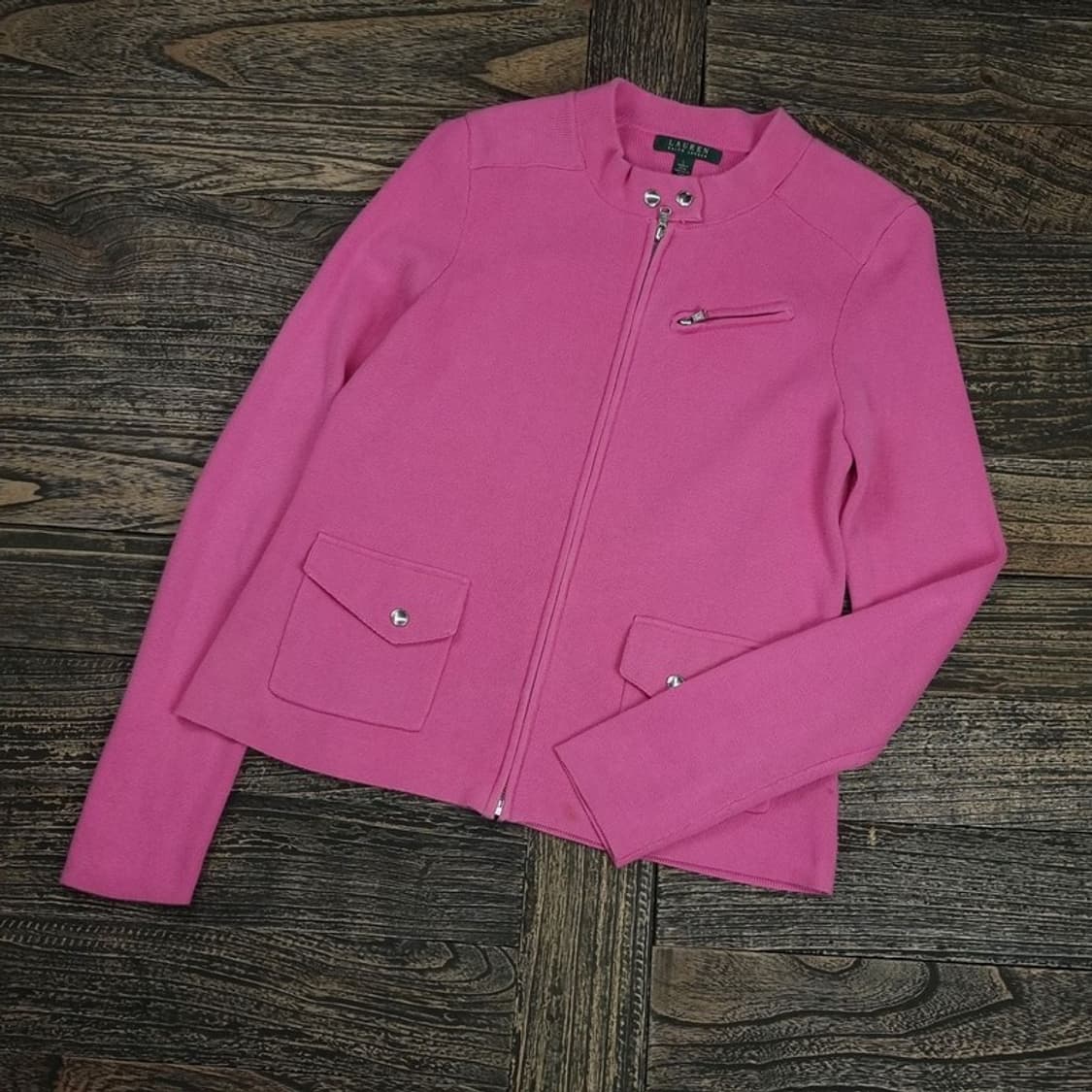 폴로 랄프로렌 니트 집업 바이커 가디건 핑크 M16410 상품이미지1