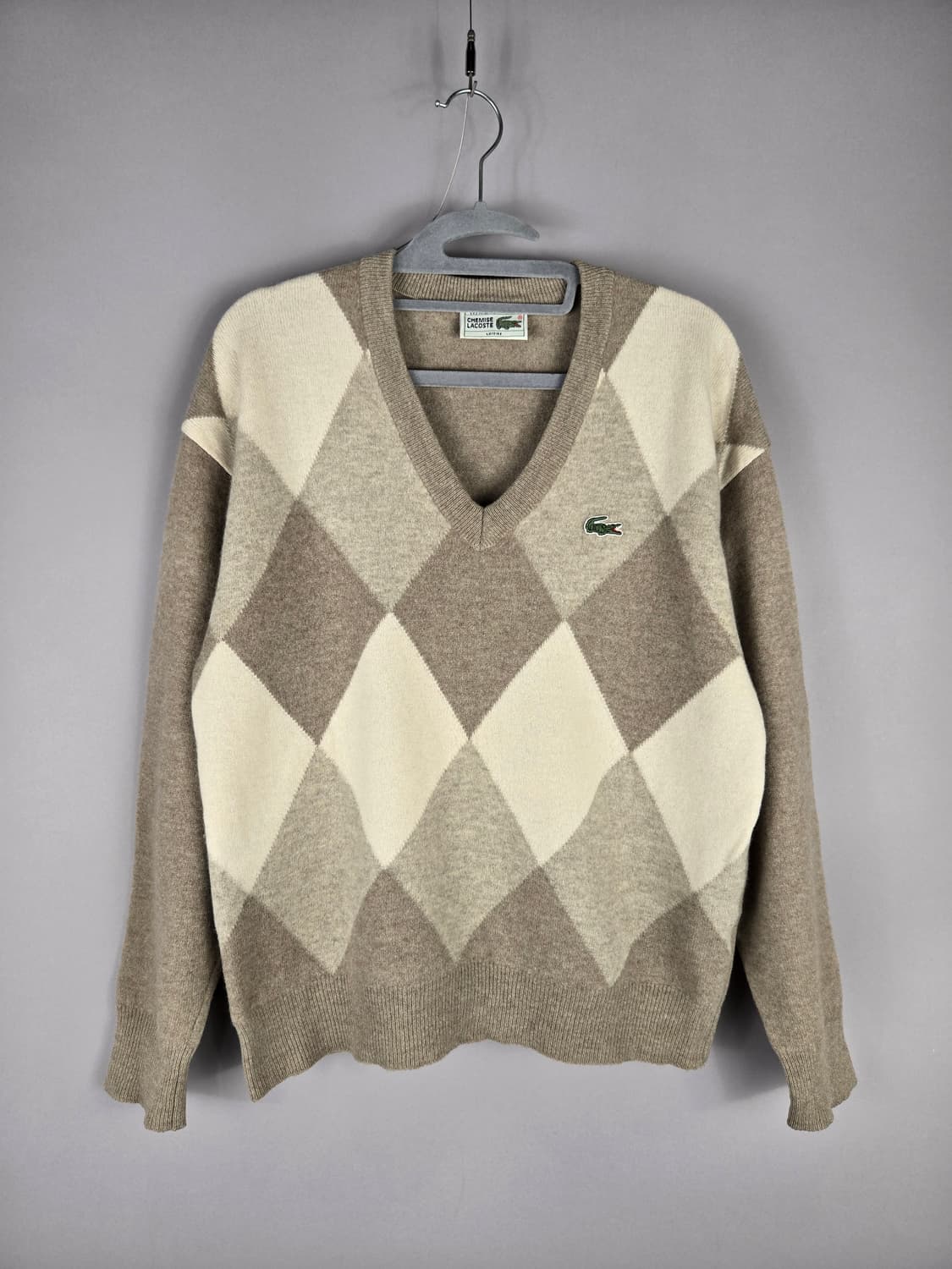 [무료배송]라코스테 100 남성 모100% V넥 아가일 니트 니트티 상품이미지1