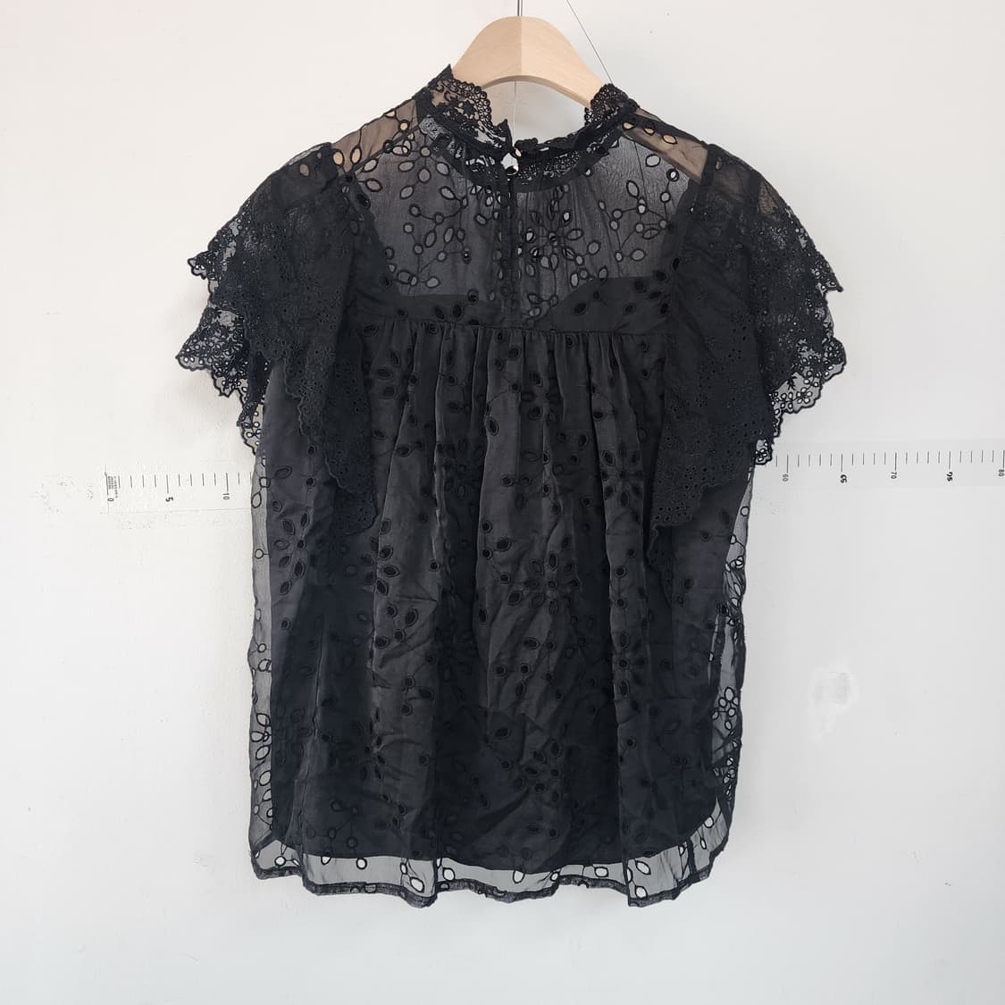 에고이스트 블랙 레이스 블라우스 상품이미지3