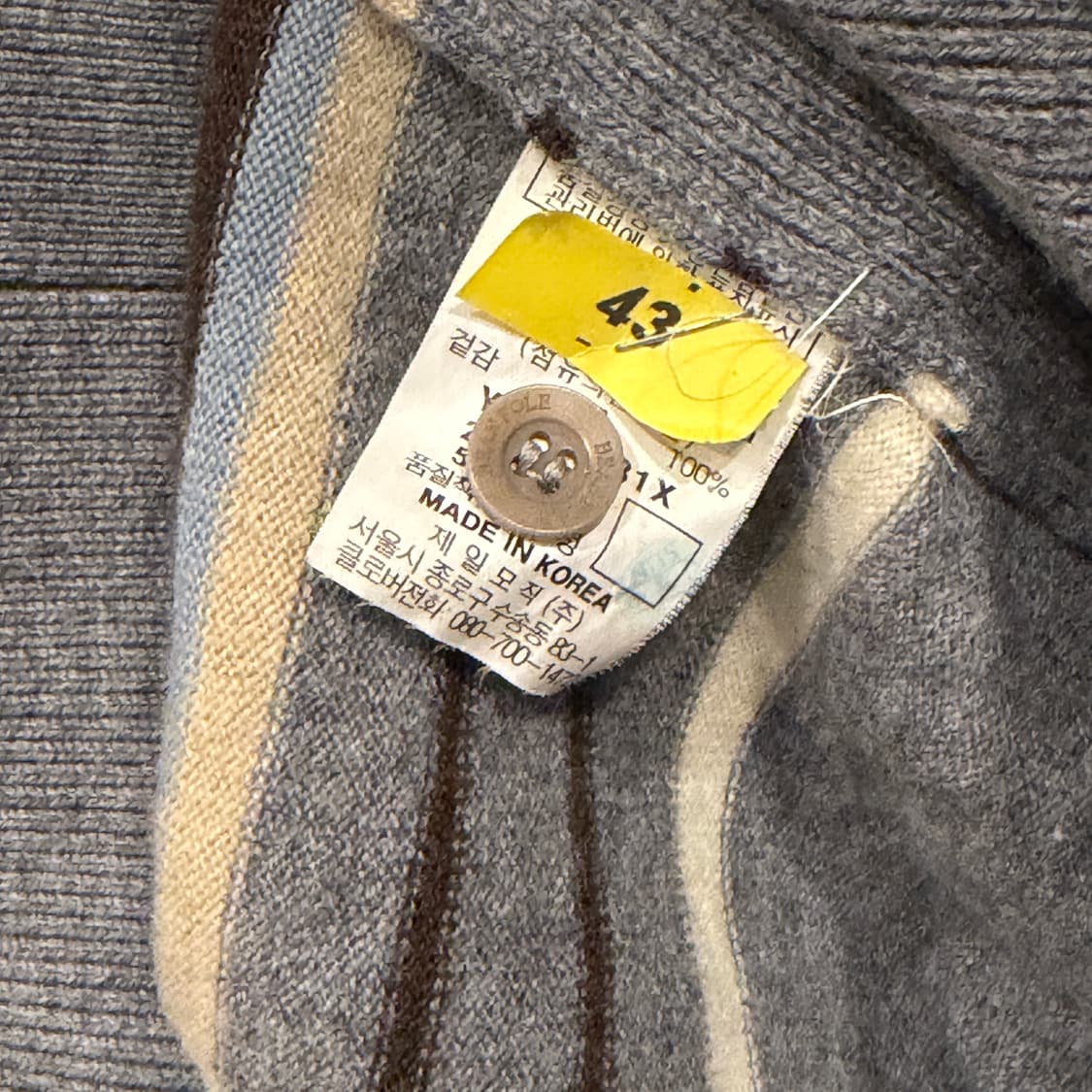 빈폴 00's 100% 울 니트 카라 100 L 그레이 드라이크리닝완 상품이미지6