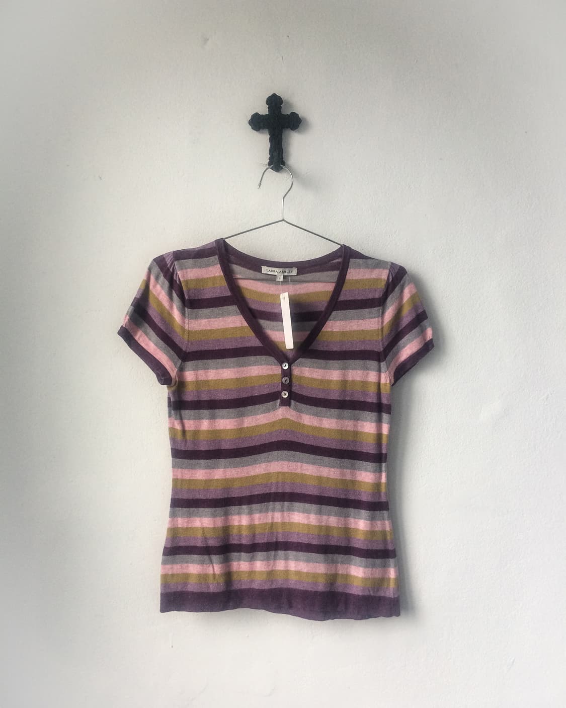 Stripe pattern Henry neck top 상품이미지2