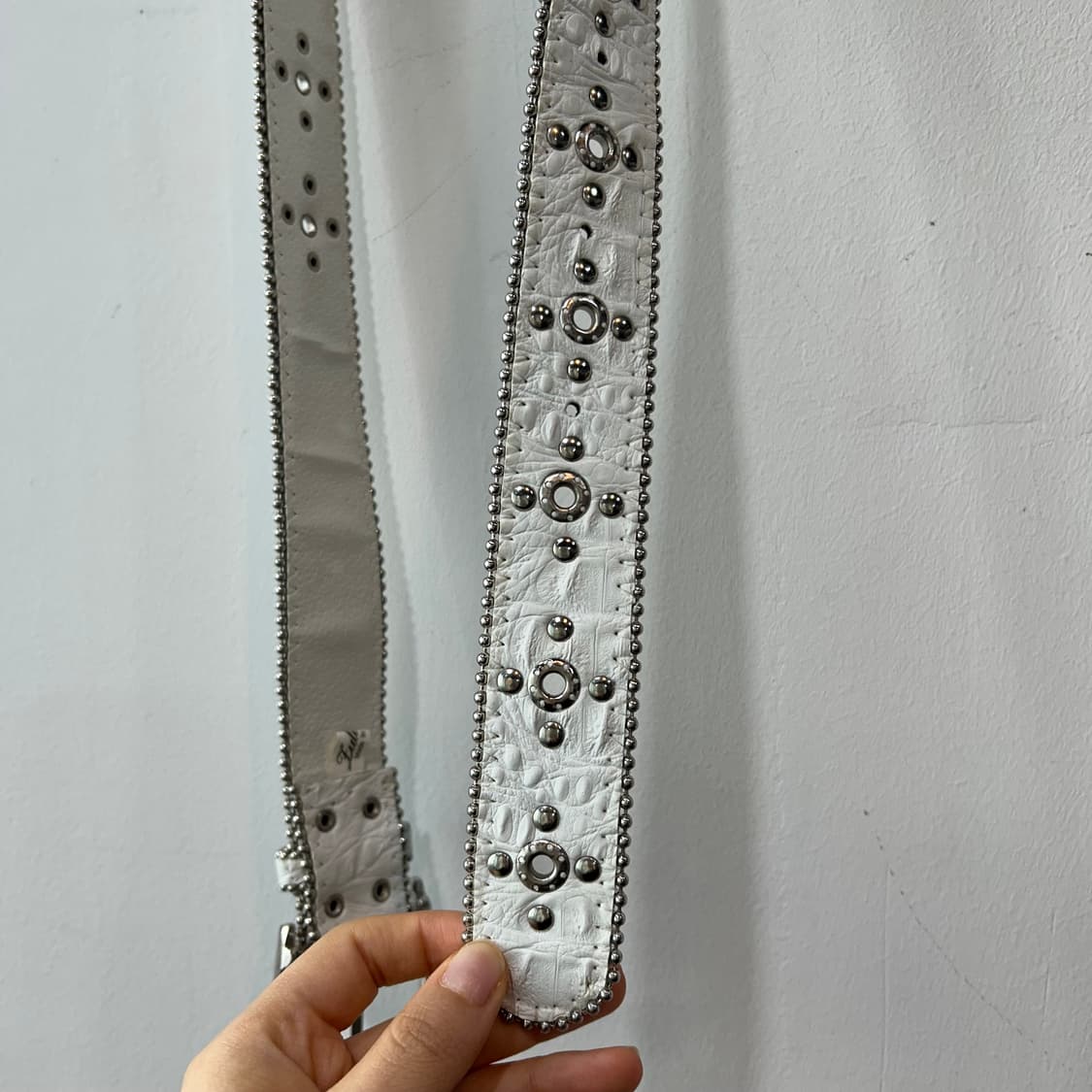 화이트 레더 스터드 벨트 상품이미지3