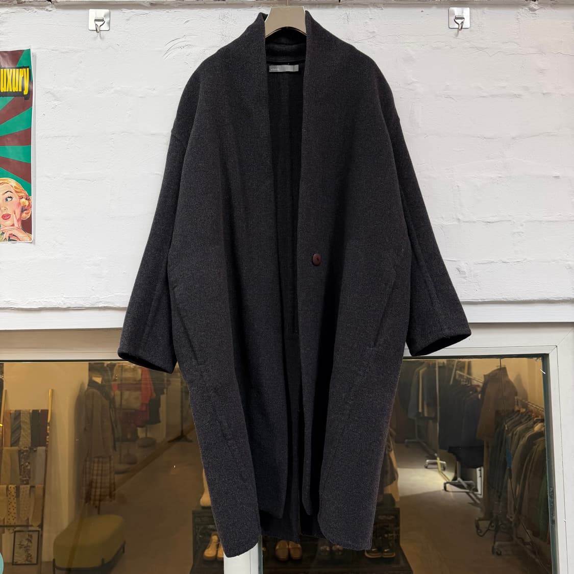 Vince 노카라 울 블렌드 롱라인 코트 S 상품이미지1