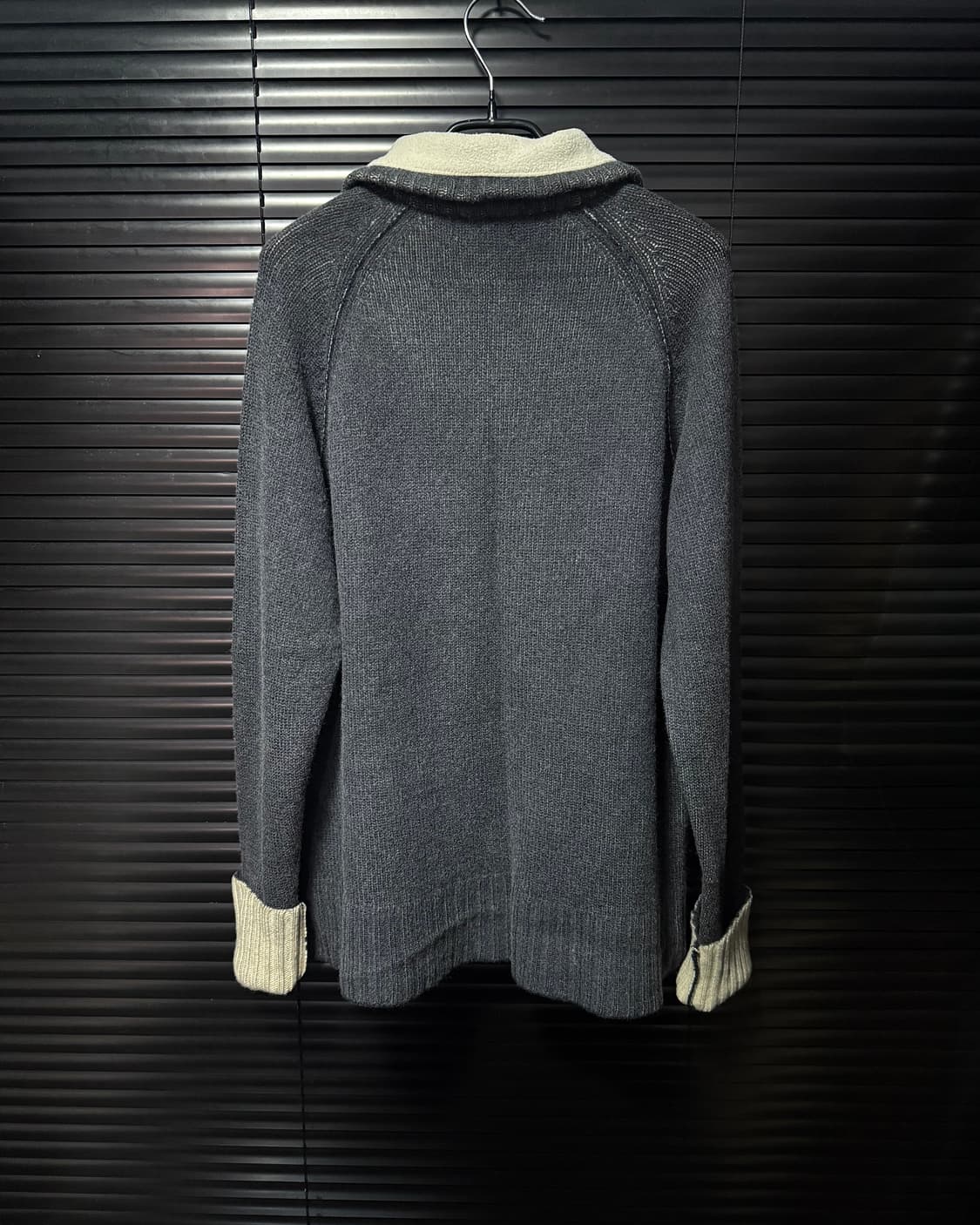 디젤 울 니트 골지 스웨터 하이넥 집업 가죽 지퍼 배색 고스 펑크 락 상품이미지6