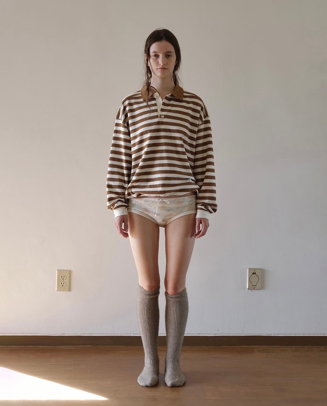 비아플레인 스트라이프 pk셔츠 브라운 상품이미지4