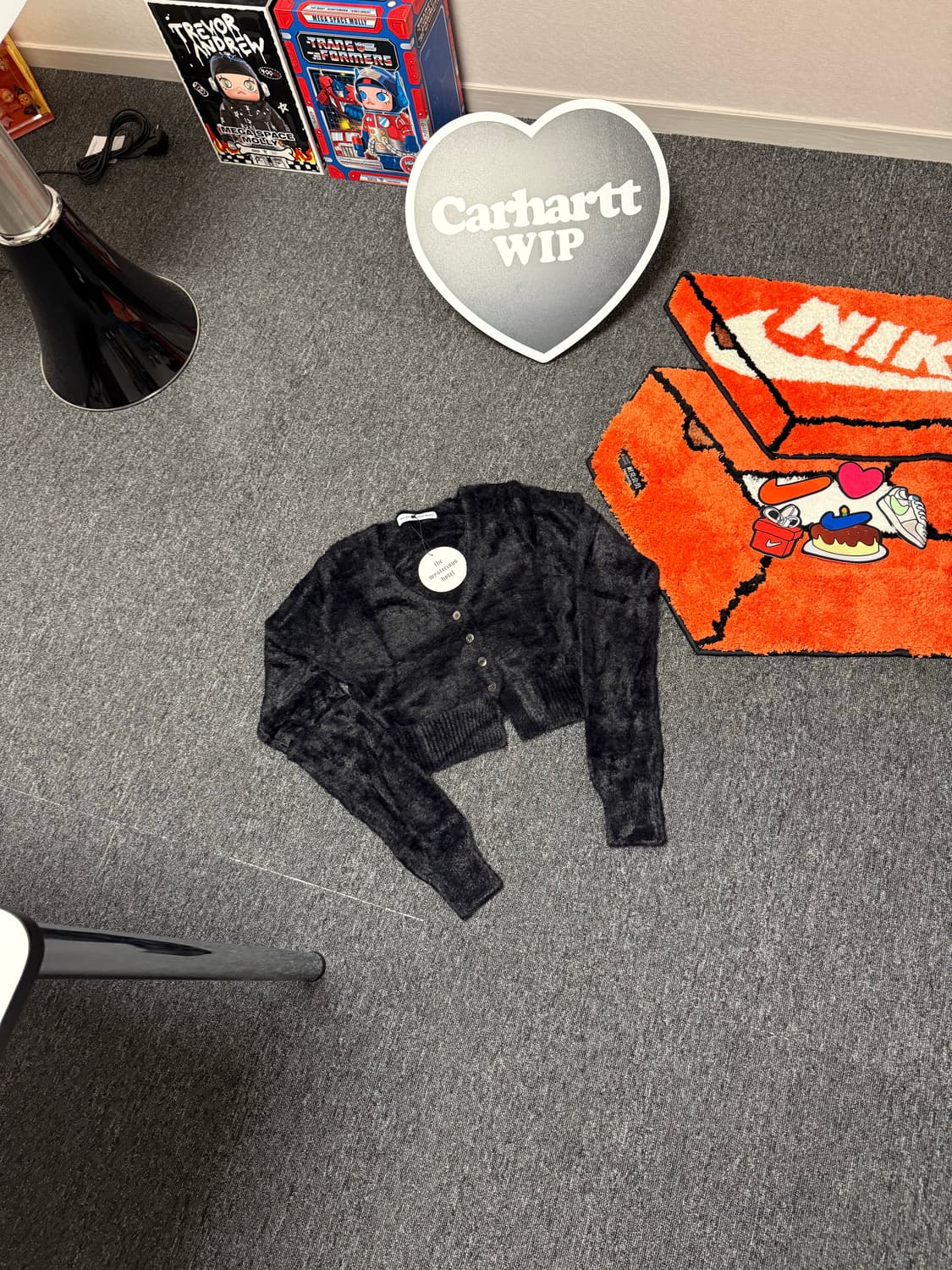 [ONE SIZE] 더 미스테리어스 호텔 크롭 퍼 가디건 블랙 상품이미지3