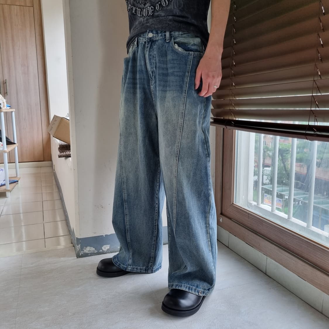 벌룬핏 와이드 데님 팬츠 상품이미지1