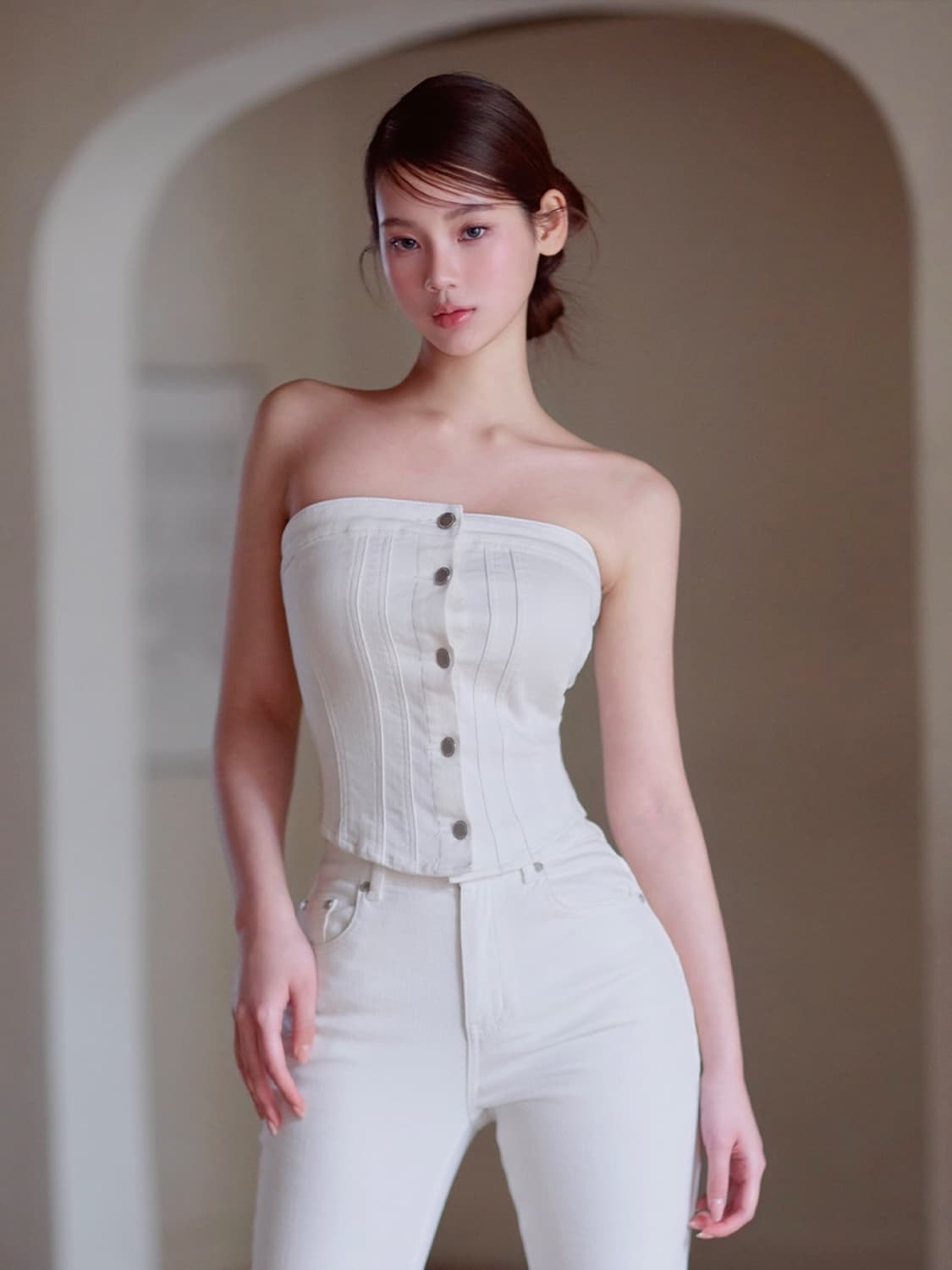 (새옷) 카인다미 데님 튜브탑 상품이미지1