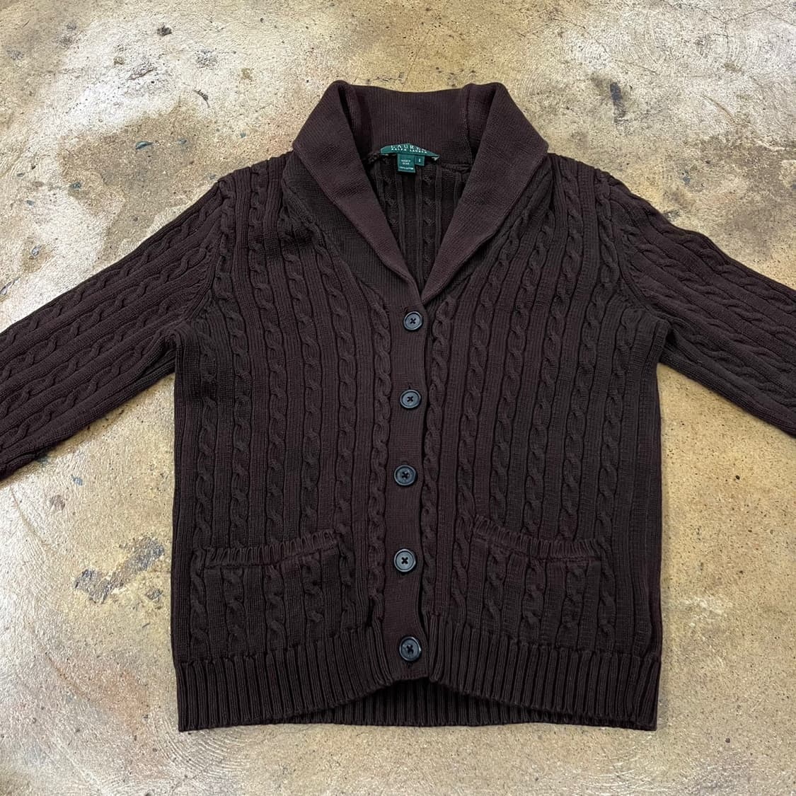 폴로 랄프로렌 초코 브라운 빅카라 니트 가디건  상품이미지3