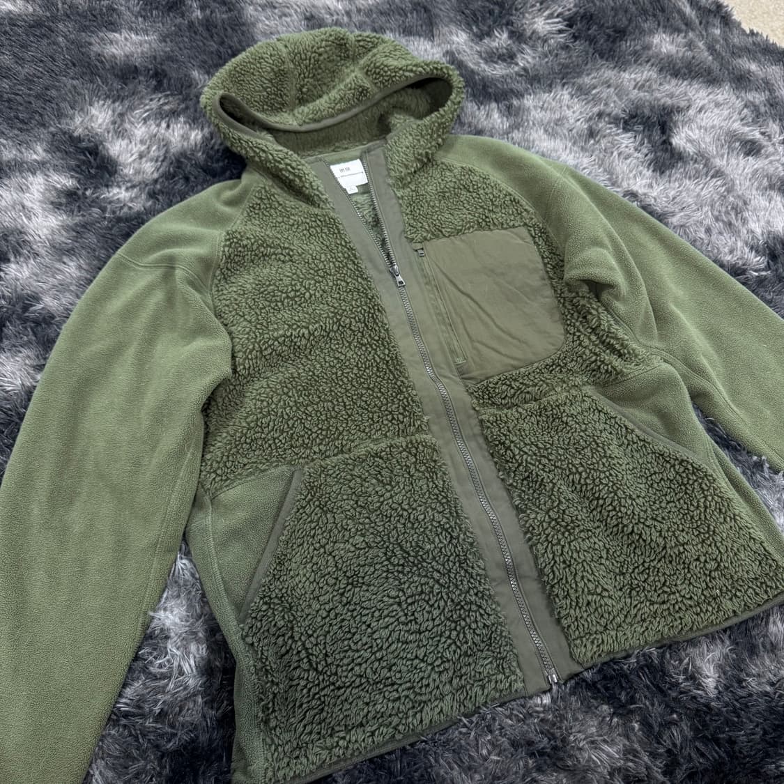 투티/0096 유니클로 화이트마운티니어링 그린 후드 플리스 집업 자켓 상품이미지4