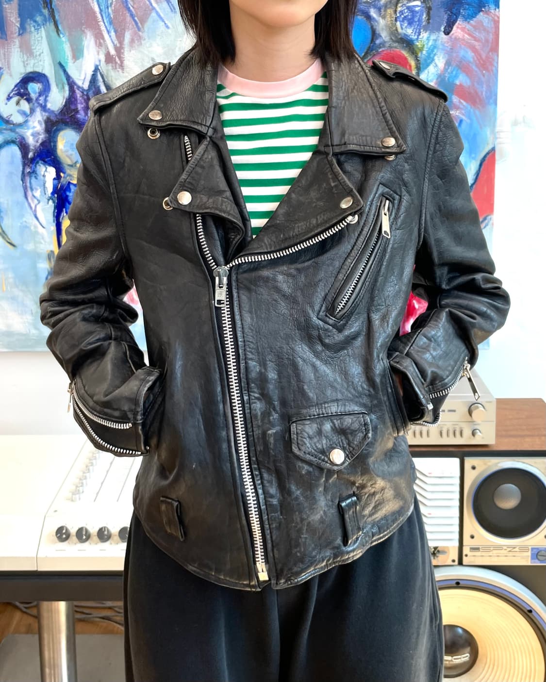 [42] 80s 빈티지 레더 라이더 자켓 상품이미지2