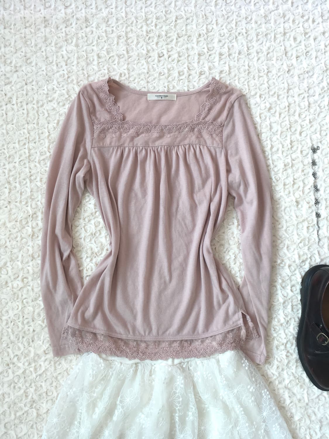 jpn vintage pink lace long sleeve 상품이미지4