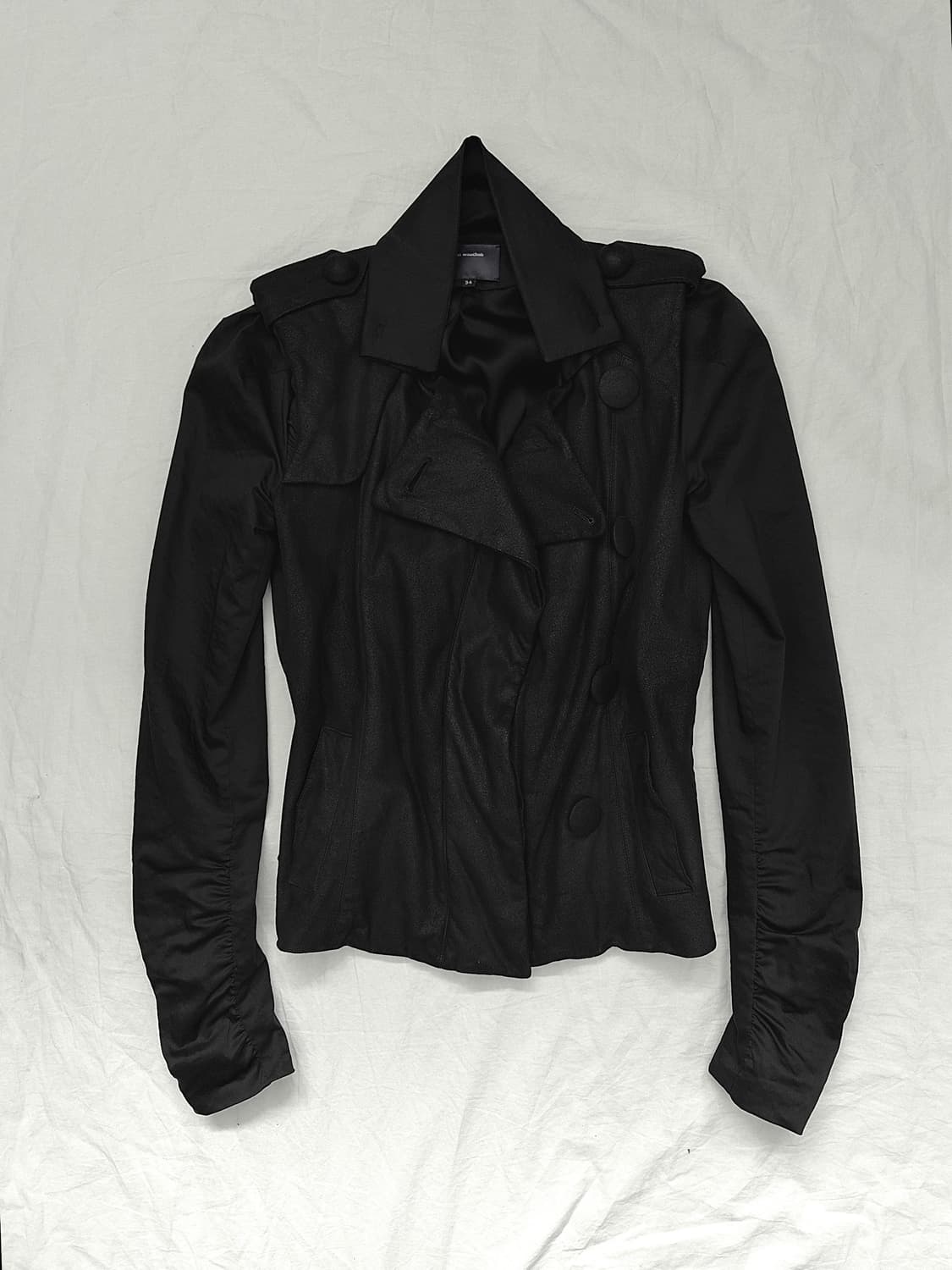 샤론 워숍 사선버튼 셔링슬리브 레더 펜싱자켓 상품이미지1