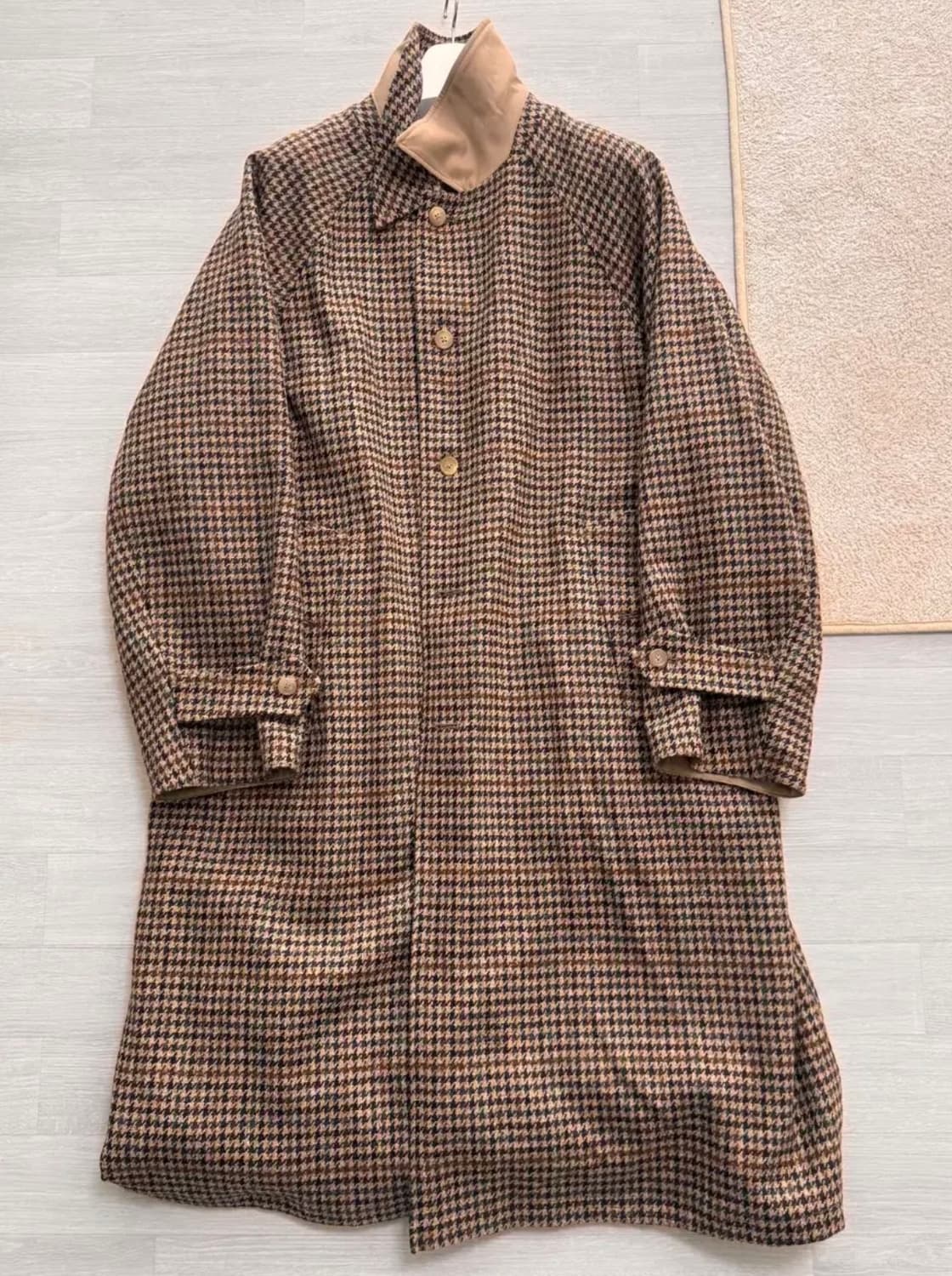 (5) 브라운야드 리버시블 발마칸 코트 - 베이지 체크 코트 상품이미지1