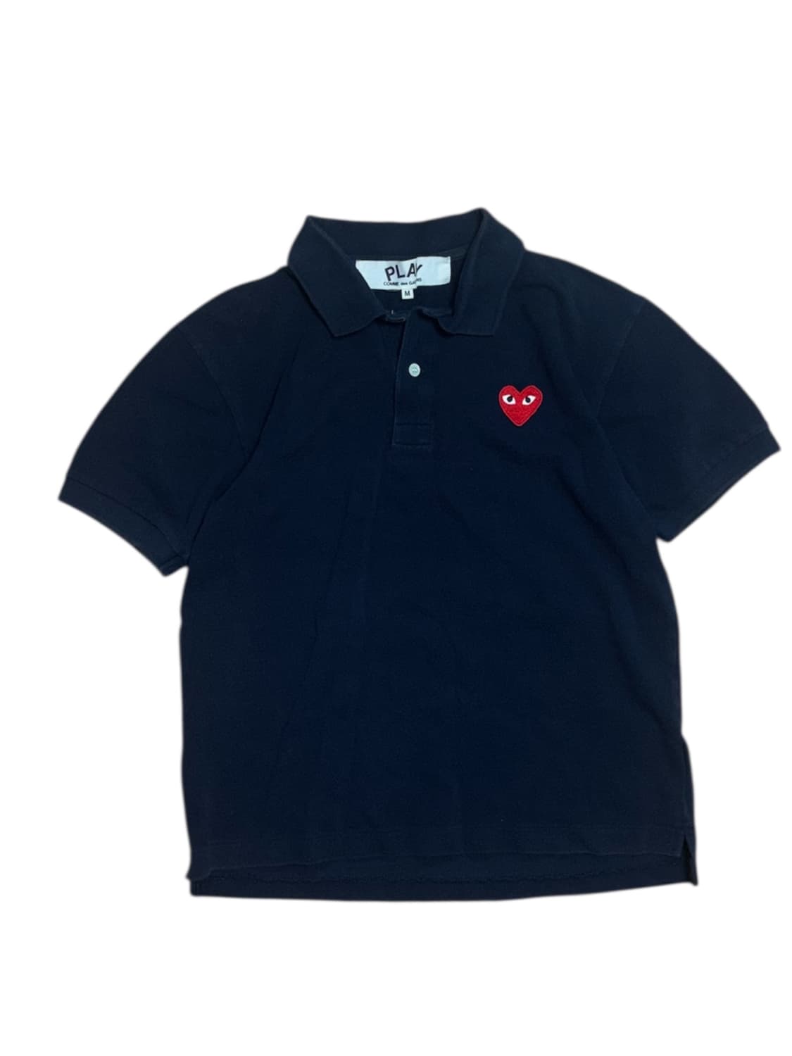 꼼데가르송 플레이 하트 네이비 카라티 반팔티 상품이미지1