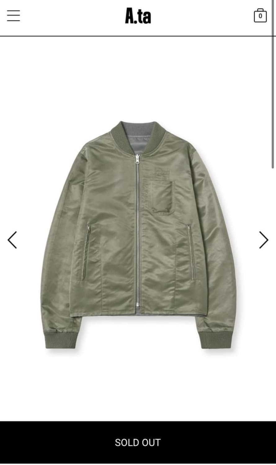 a.ta REVERSIBLE MA-1 올리브 상품이미지1