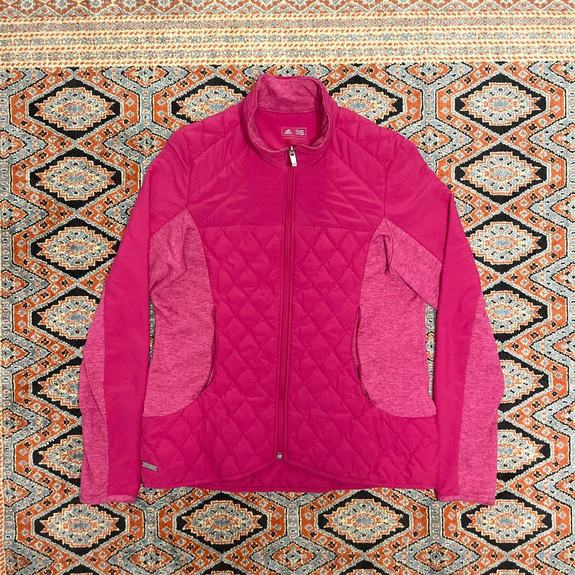 아디다스 삼각로고 핑크 경량패딩 집업 져지 여성M 상품이미지1
