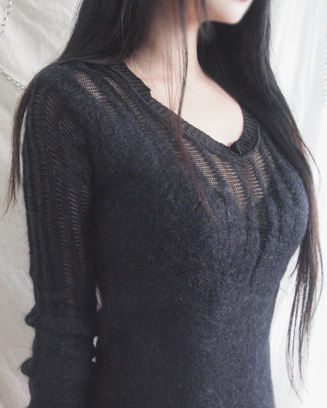 알렉산더 맥퀸 초기 그라데이션 시스루 니트 원피스 상품이미지3